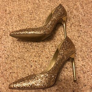 Ivanka trump gold glitter heels